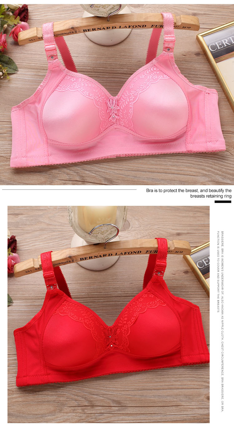 Glossy kích thước lớn phần mỏng không có vòng ngực thép tập hợp thoáng khí thoải mái đầy đủ chất béo mm mẹ đồ lót phụ nữ trung niên đồ lót calvin klein nữ chính hãng