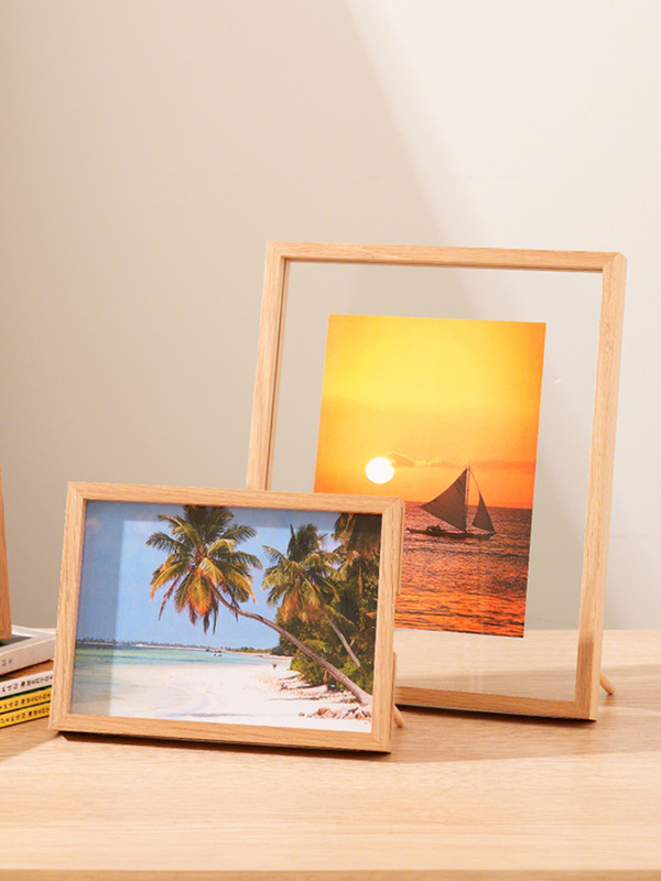 White Oak Glass Photo Frame Stand, Simple and High-End Photo Frame, Imported Natural White Oak Xhl20001