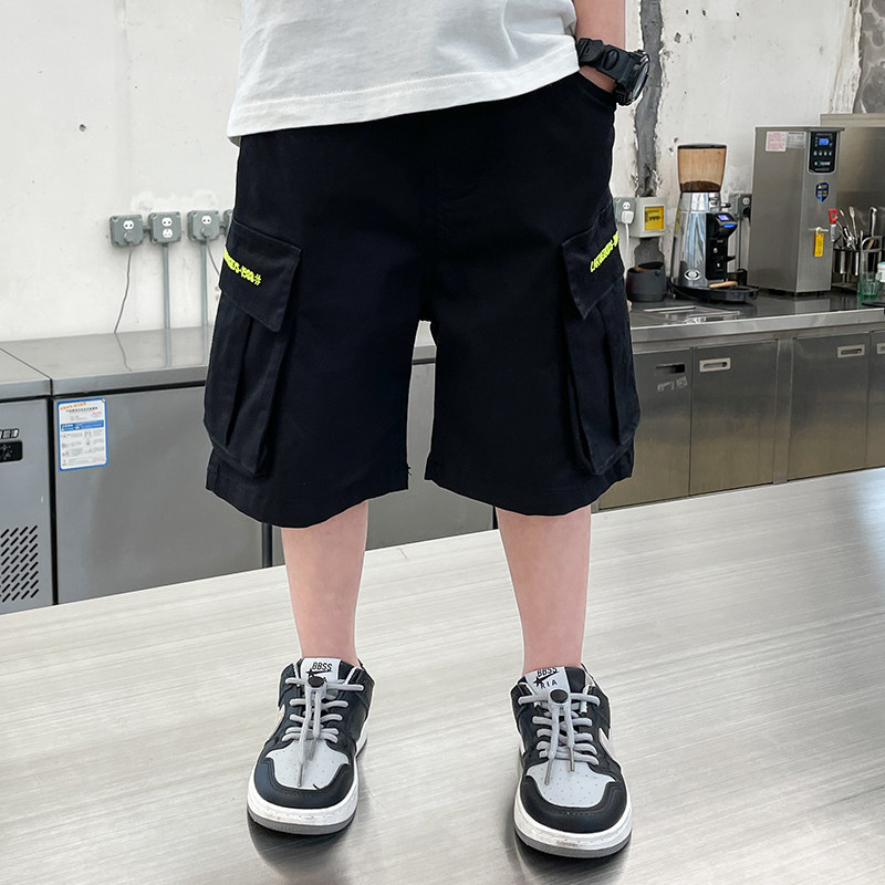 Mici Fruits Boy Pants Work Pants Children Casual Pants 2022 New Shorts Summer Thin fried Street Tide Couts