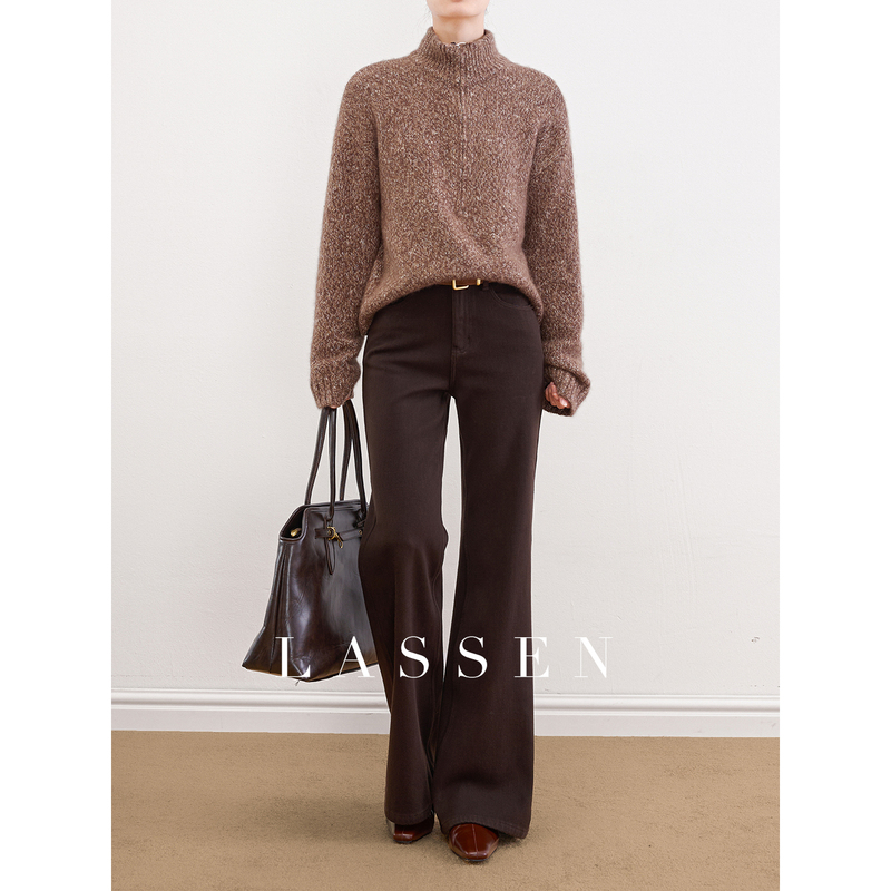 Lassen'Supermodel Pants' Melard Brown Flared Jeans for Women 2026 Early Autumn New Straight Flared Pants Lassen'Supermodel Pants' Melard Brown Flared Jeans for Women 2026 Early Autumn New Straight Flared Pants
