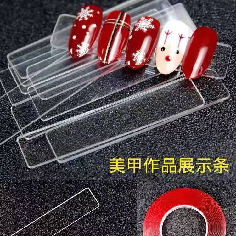 Transparent Acrylic Crystal Nail Art Display 50 Pieces of Nail Art Sample Strips with Double-Sided Tape