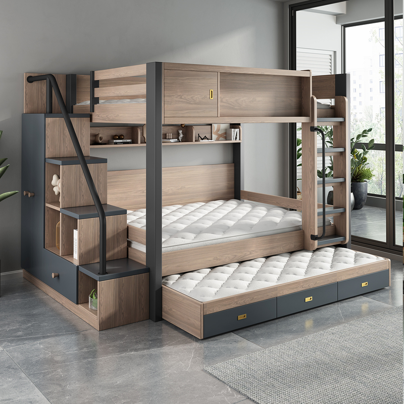 Bunk Bed for Small Apartments, Children's Bed, Adult Bunk Bed, Same-Width Parallel Beds, Two-Tiered Bunk Bed