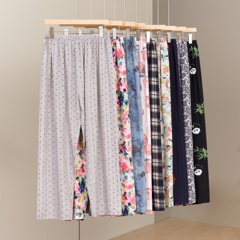Plus-Size Thin Rayon Silk Pajama Pants for Women, Summer Long Pants for Chubby Women, Suitable for Wearing Outside, Lounging Around, and as Home Pants