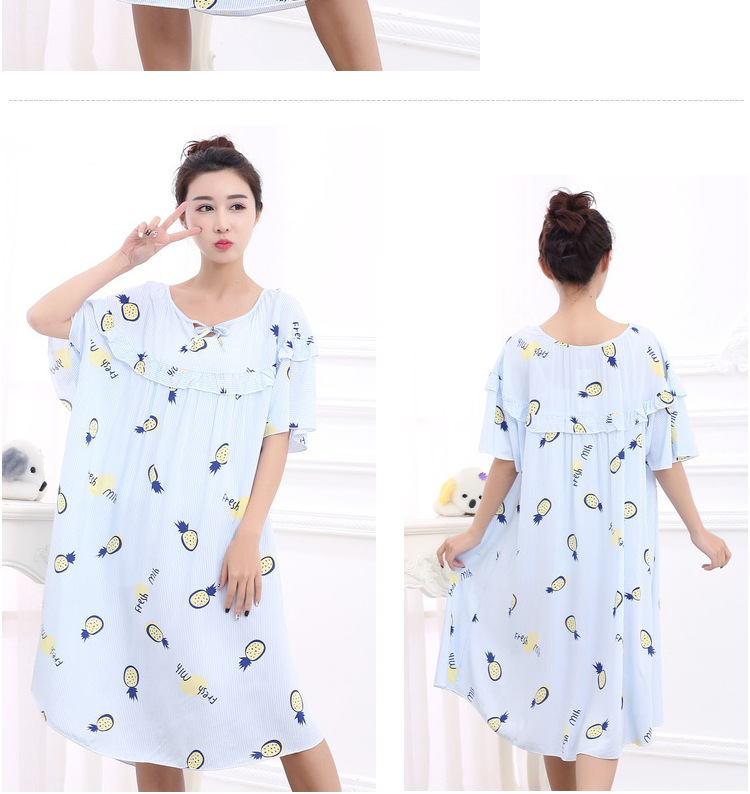 Mùa hè phụ nữ lỏng lẻo kích thước lớn ngắn- tay nightdress chất béo mm200 kg phụ nữ mang thai tăng chất béo bông bông nhà đồ ngủ