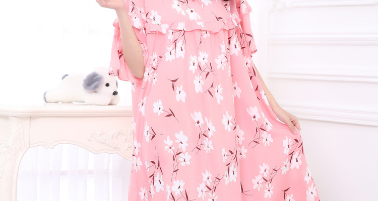 Mùa hè phụ nữ lỏng lẻo kích thước lớn ngắn- tay nightdress chất béo mm200 kg phụ nữ mang thai tăng chất béo bông bông nhà đồ ngủ