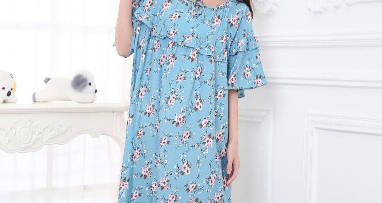 Mùa hè phụ nữ lỏng lẻo kích thước lớn ngắn- tay nightdress chất béo mm200 kg phụ nữ mang thai tăng chất béo bông bông nhà đồ ngủ