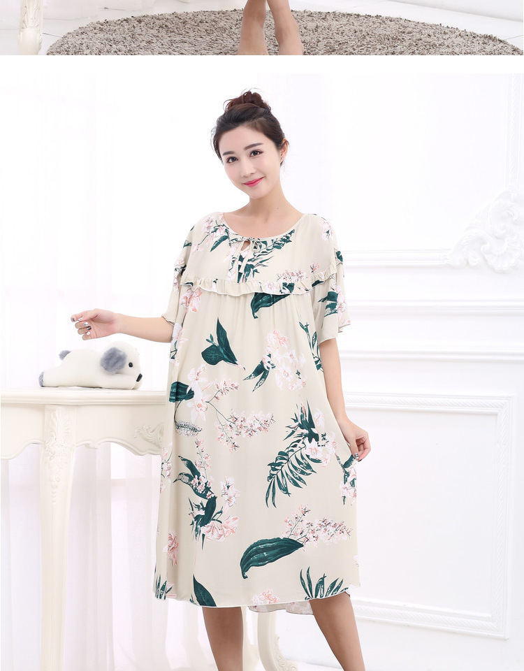 Mùa hè phụ nữ lỏng lẻo kích thước lớn ngắn- tay nightdress chất béo mm200 kg phụ nữ mang thai tăng chất béo bông bông nhà đồ ngủ