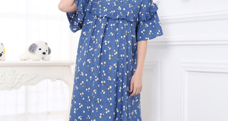 Mùa hè phụ nữ lỏng lẻo kích thước lớn ngắn- tay nightdress chất béo mm200 kg phụ nữ mang thai tăng chất béo bông bông nhà đồ ngủ