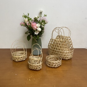 Bamboo Woven Portable Basket Snack Fruit with Ears Bamboo Basket Basket Hand-Woven Creative Gift Candy Box