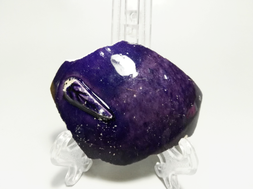 Late Ming Dynasty Garching rare Pole Eggplant Peel Purple Appliquer of Colored Glazed Antique Porcelain Pieces