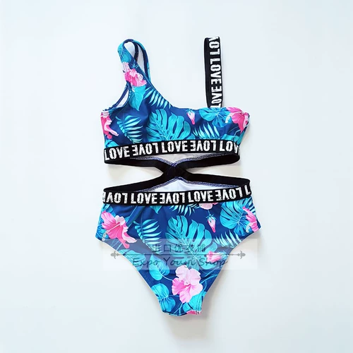 Съемные вставки в бюстгальтер, купальник с буквами, 7-16 лет, в цветочек