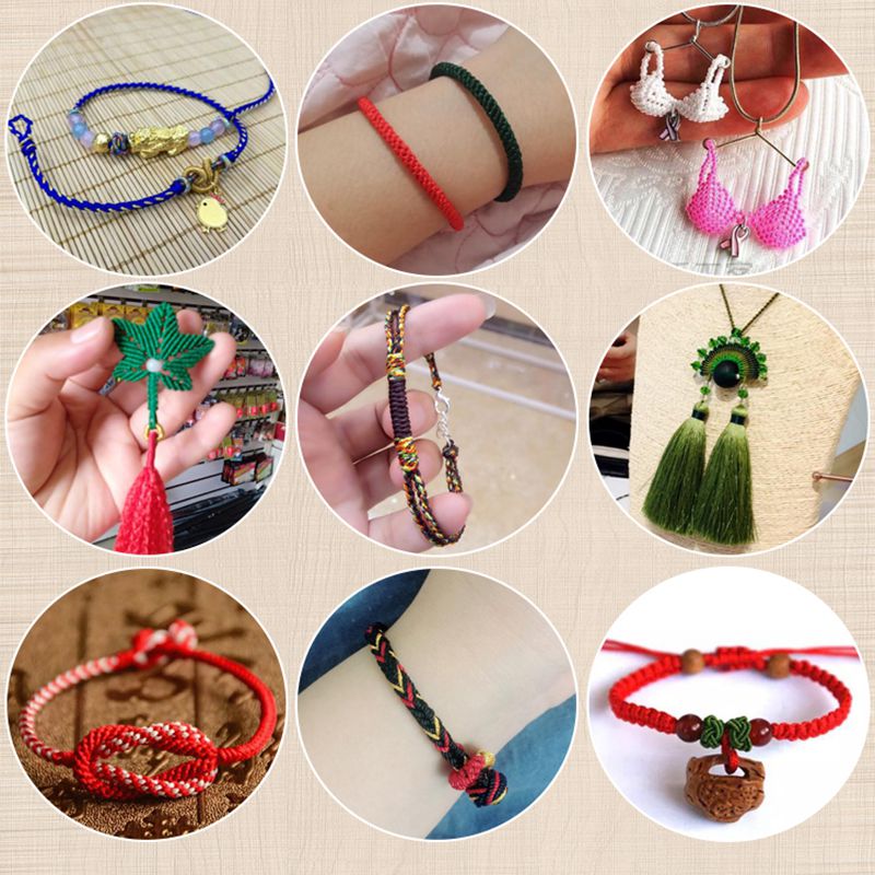 Dây màu đỏ bện dây tự làm Trung Quốc nút thắt dây đeo vòng tay vòng chân dây chuyền dây rung với cùng một đoạn dây bện - Vòng chân cửa hàng phụ kiện