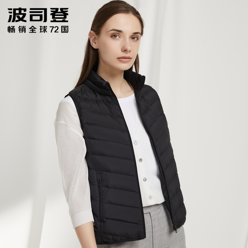 Bosden xuống 2019 mùa thu / mùa đông thời trang mới đứng mỏng vest ánh sáng phụ nữ áo khoác của cổ áo của phụ nữ