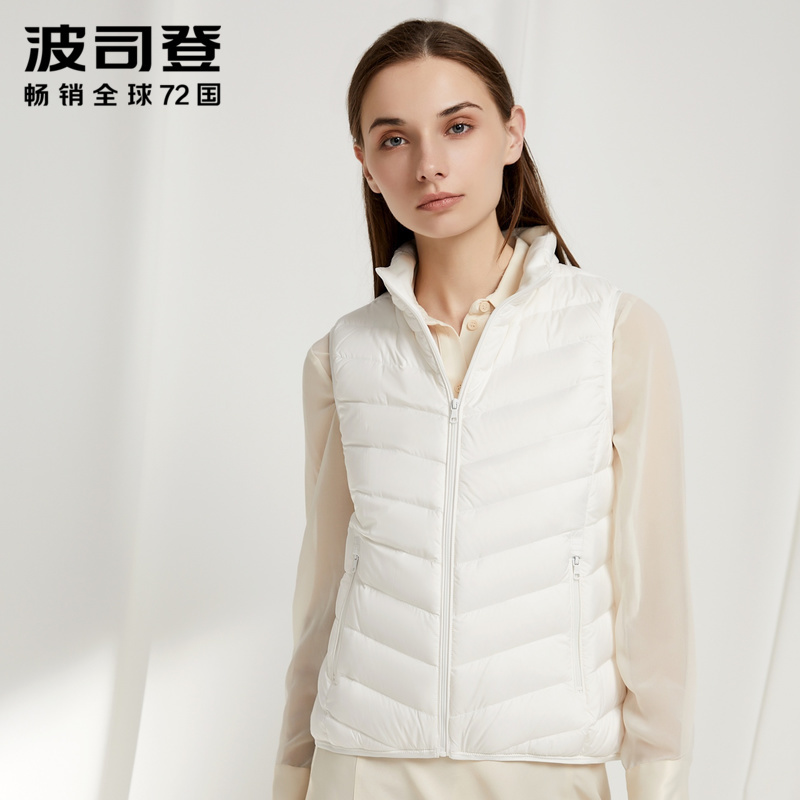 Bosden xuống 2019 mùa thu / mùa đông thời trang mới đứng mỏng vest ánh sáng phụ nữ áo khoác của cổ áo của phụ nữ