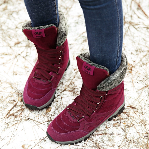 Зимние нескользящие флисовые удерживающие тепло сапоги для матери, туфли, высокая обувь для ходьбы, для среднего возраста