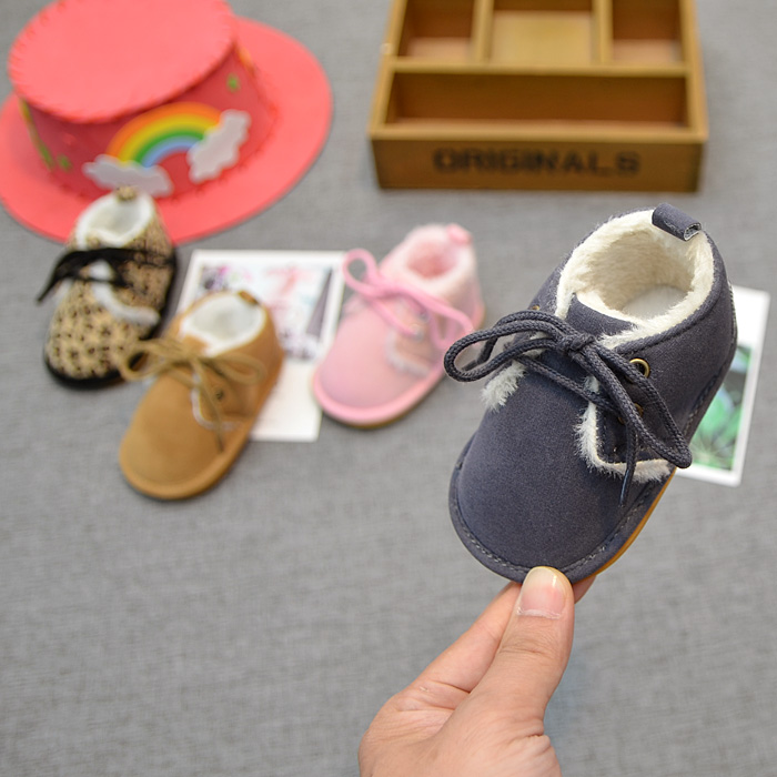 Winter 0-1 year old male baby cotton shoes non-slip warm snow ground boots 0-6-12 months female baby Learn walking shoes glue bottom