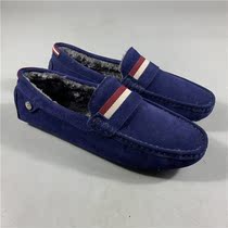 Micro blemish stock clearance Bean shoes mens leather plus velvet warm non-slip comfortable mens lofty shoes driving shoes