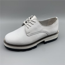 Stock tail clearance single shoes womens white loafers slim lace-up small leather shoes leather thick bottom white shoes