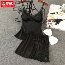 Sleepwear woman Summer Two suits Harness Shorts Ice Silk Pyjamas Thin home Clothing Silk Sexy Sleepwear Women Summer