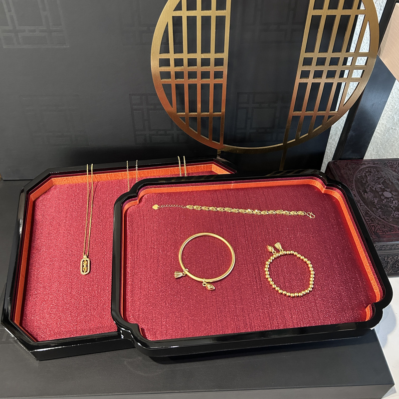 High-End Lacquered Jewelry Tray, Palace-Style Bracelet, Bangle, and Ring Tray, Storage and Display Tray for Collectibles