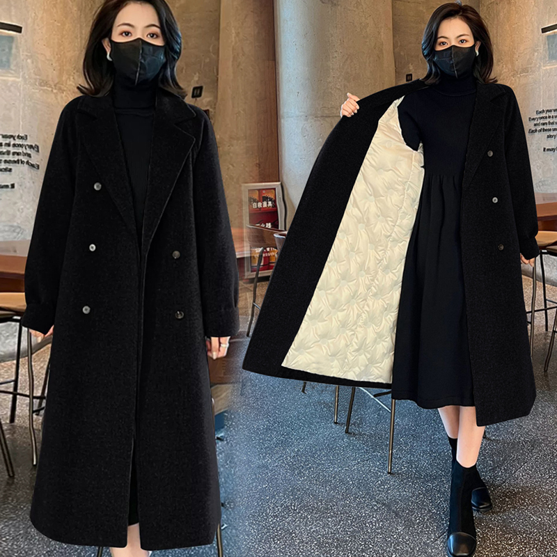 High-End Woolen down Jacket for Women, Mid-Length, 2025 Winter, Korean Style, Loose Fit, Elegant, Fleece-Lined Woolen Coat High-End Woolen down Jacket for Women, Mid-Length, 2025 Winter, Korean Style, Loose Fit, Elegant, Fleece-Lined Woolen Coat