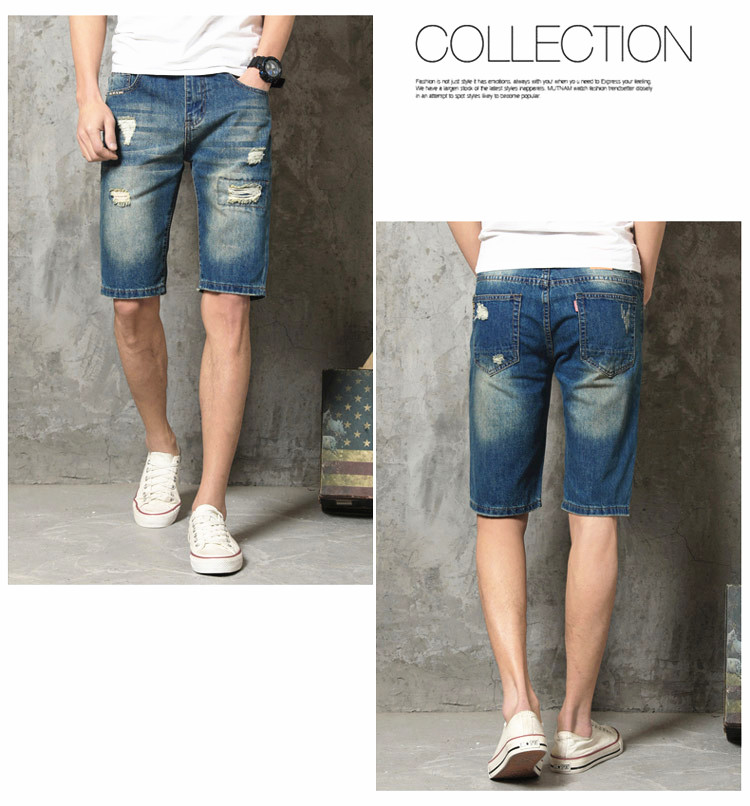 Mùa hè phần mỏng quần short denim nam triều năm quần của nam giới lỏng kích thước lớn bảy quần Hàn Quốc phiên bản của quần quần