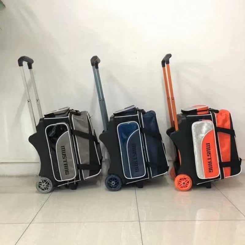 SH bowling supplies store Japanese version mustang dark horse brand bowling tie-rod double ball bag big wheel design