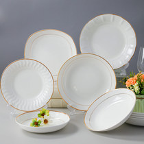 Bone china rice plate soup plate deep plate Single plate Phnom Penh household ceramic stir-fry plate Simple hot dish plate custom logo