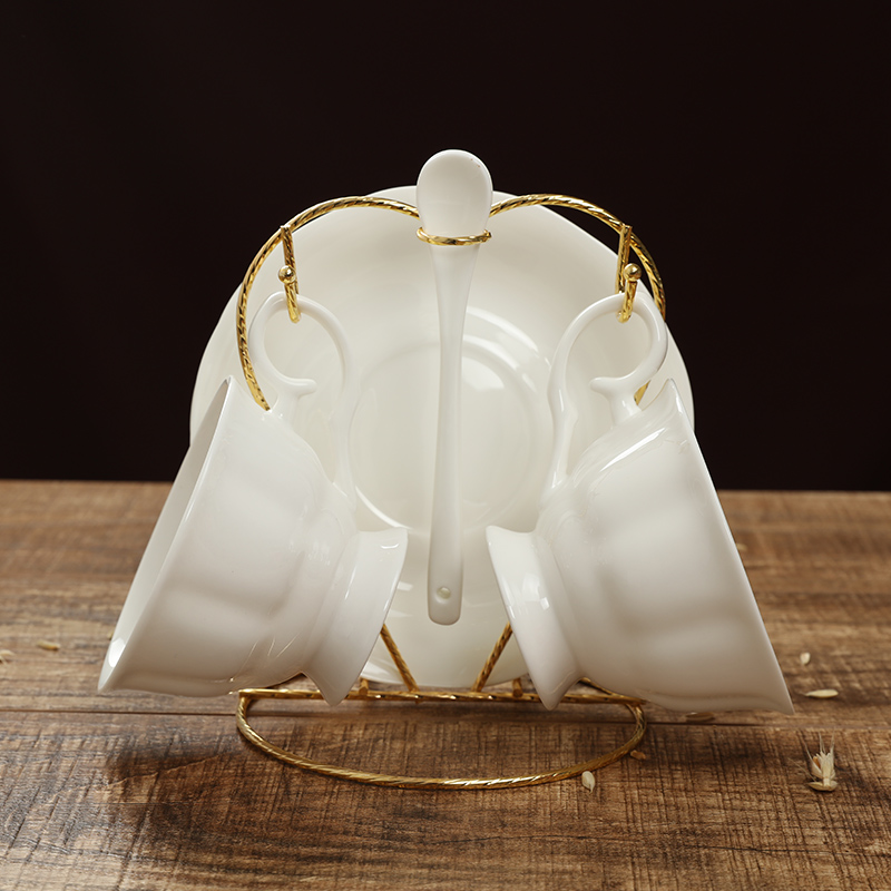 English pure white bone porcelain coffee cup 2 pieces suit with shelf Jane about retro ceramic afternoon tea cup 180 ml