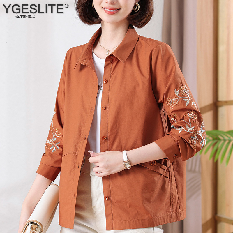2026 New Spring and Autumn Long-Sleeved Shirts for Women, Casual Embroidered Shirts, Middle-Aged Mothers, Loose Large Size Western-Style Tops 2026 New Spring and Autumn Long-Sleeved Shirts for Women, Casual Embroidered Shirts, Middle-Aged Mothers, Loose Large Size Western-Style Tops