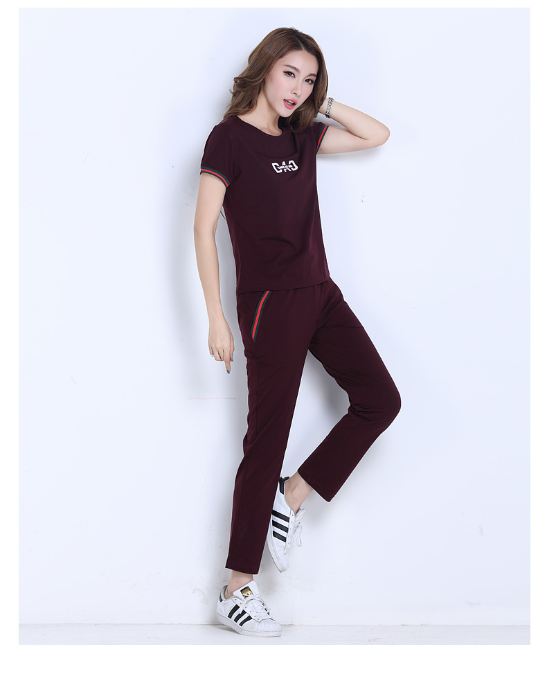 Bilic 2019 hè giản dị phù hợp với thời trang Bộ đồ thể thao Hàn Quốc nữ mùa hè tay ngắn thể thao hai bộ thủy triều - Thể thao sau bộ quần áo thể thao nữ