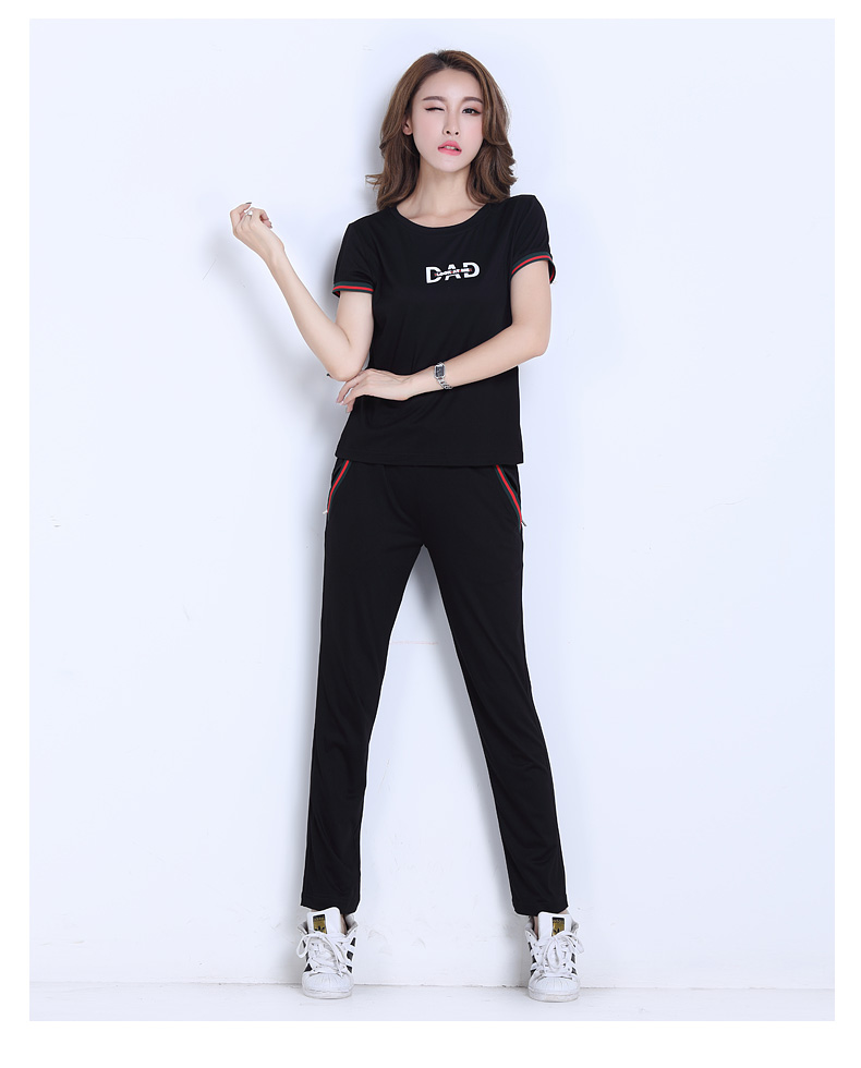 Bilic 2019 hè giản dị phù hợp với thời trang Bộ đồ thể thao Hàn Quốc nữ mùa hè tay ngắn thể thao hai bộ thủy triều - Thể thao sau bộ quần áo thể thao nữ