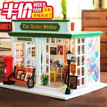 diy cottage handmade mini Small House studio scene assembly model to send childrens birthday gift toys