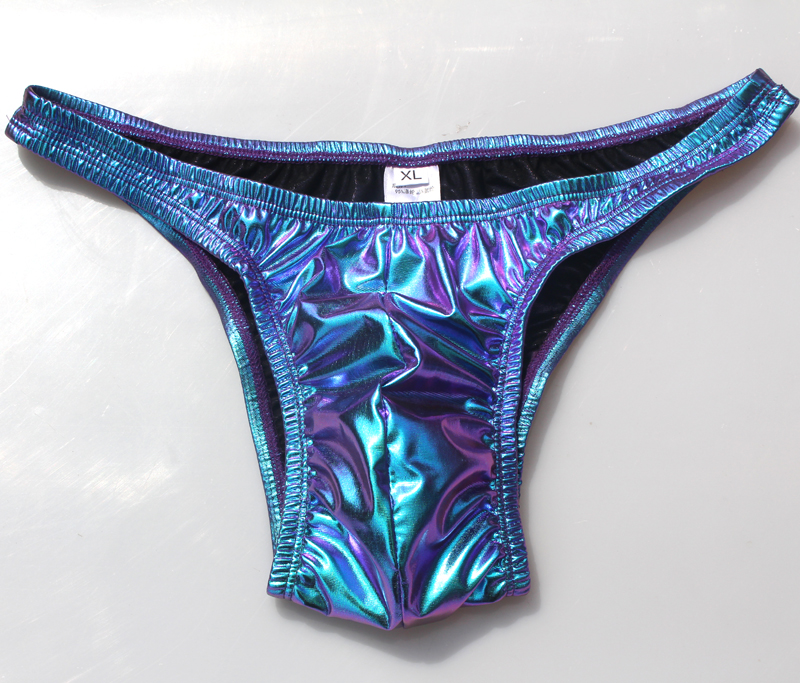 Brightly coloured glitter fit competition pants elastic bright men's briefs head show pants bag hip underwear C04