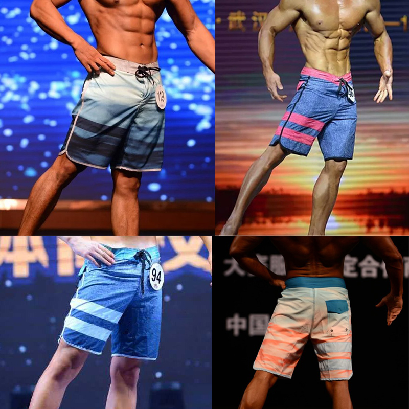 Men's fitness competition beach pants seaside version seaside surf shorts Knees Easy and large size 50% pants