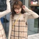 Mùa thu và mùa đông Hàn Quốc phiên bản dài lưới retro có dây buộc lỏng váy đầm dài + váy đan đáy váy xẻ tà dáng dài