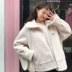 Mùa đông nữ phiên bản Hàn Quốc của retro lỏng lẻo đầu máy xe lửa dày sinh viên giả áo khoác da cừu áo khoác bông cotton áo khoác phao nữ đẹp Bông