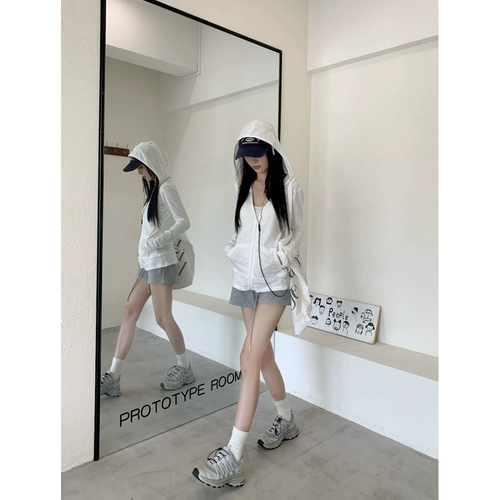 Спортивный тонкий лонгслив, летняя куртка, сексуальная приталенная толстовка с капюшоном, защита от солнца