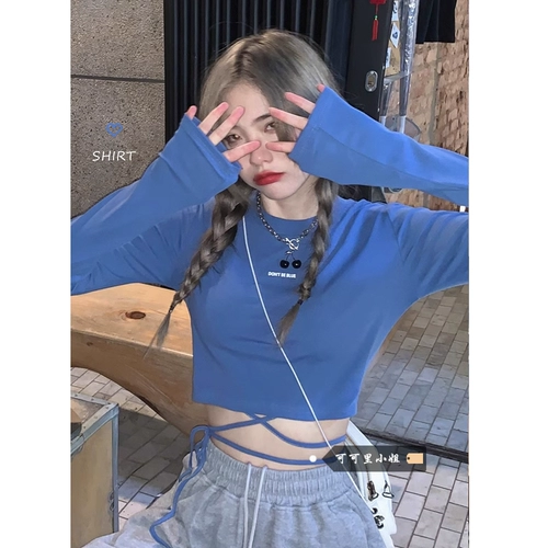 Сексуальная короткая приталенная брендовая утепленный лонгслив