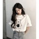 Bear cotton T-shirt women's spring 2022 new loose and lazy BF style design short-sleeved bottoming shirt top trendy