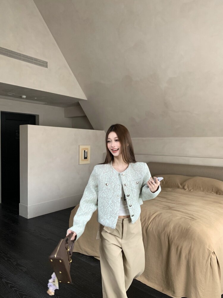 Короткое шерстяное пальто, осенняя куртка, лонгслив, в стиле Шанель, изысканный стиль, оверсайз для возраста 