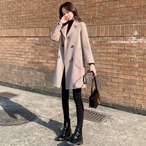 Anti-season clearance coat womens long Korean version 2021 Spring and Autumn new popular loose woolen coat woolen coat