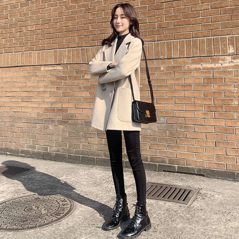 Off-season clearance coat women's mid-length version 2022 autumn and winter new popular woolen coat Korean version small woolen coat