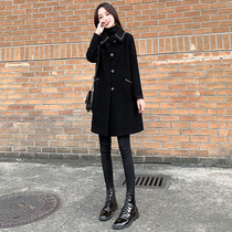 Hepburn Wind Coat Women Long 2021 Autumn Winter New Loose Coat Small Man Black Hairy Coat
