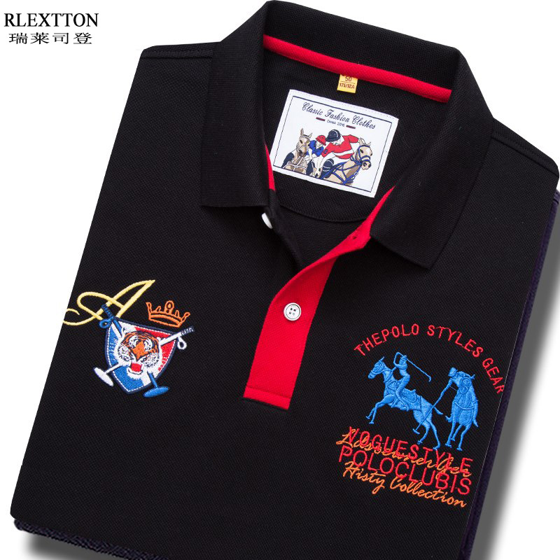 Men's Short-Sleeved T-Shirt for the Year of the Horse, Men's Polo Shirt with Tiger Head High-End Embroidery, Large Size Top, Summer Fashion