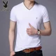 Áo thun nam tay ngắn Playboy cotton V-cổ Slim nam 2018 hè mới Áo thun nửa tay giản dị áo oversize nam