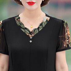 Одежда для дам 2021中老年妈妈雪纺连衣裙女夏装气质洋气阔太太中年新款高贵裙子