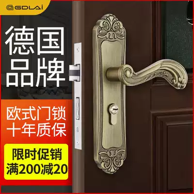 German GDLAI European bedroom door lock indoor silent door lock retro European light luxury room door handle lock