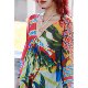 Pan Xiyuyi Retro Loose Contrast Color Floral Vacation ຮູ້ສຶກວ່າຄໍ V-Neck