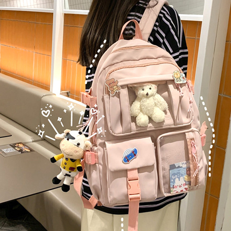 Pain Pack Bag Girl Han Edition High School Sens Day Series Double Shoulder Bag Middle School Students Junior High School Brief Frescoed Bag